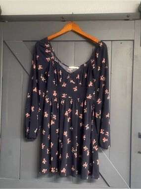 Lush Navy Tunic Top with Pink Floral Print